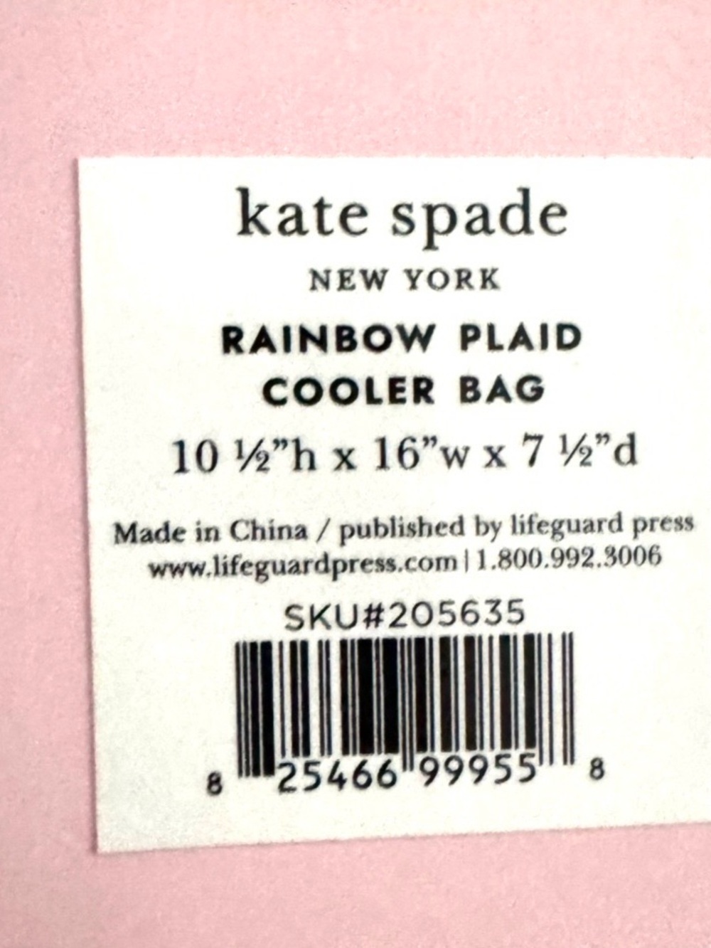 KATE SPADE ♠️ RAINBOW PLAID XL TURKISH TOWEL & LARGE INSULATED COOLER BAG NWT - Picture 8 of 8